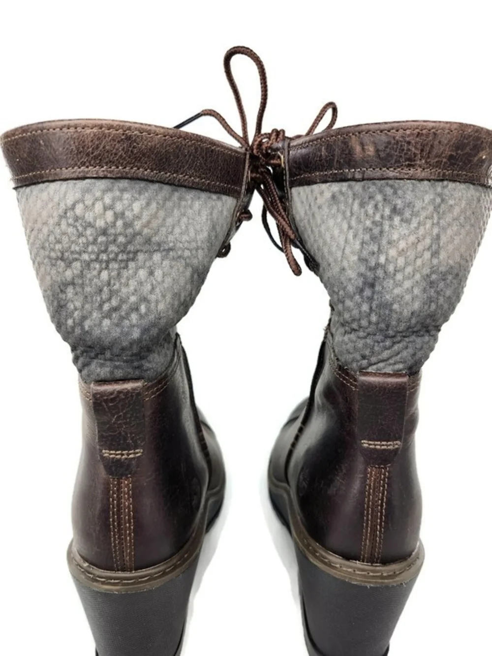 Timberland Kellis Brown Leather Olive Fold Down Side Lace Lug Sole Ankle Boots